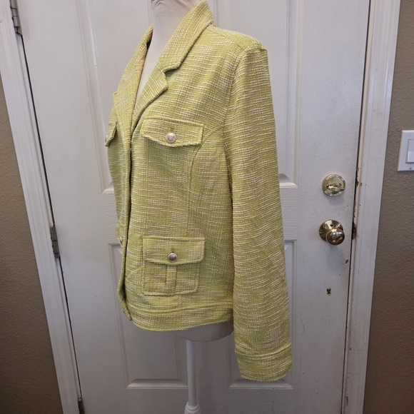 New Chartreuse Tweed Jacket Old Money Couture Size XL Career Work Preppy HSN
